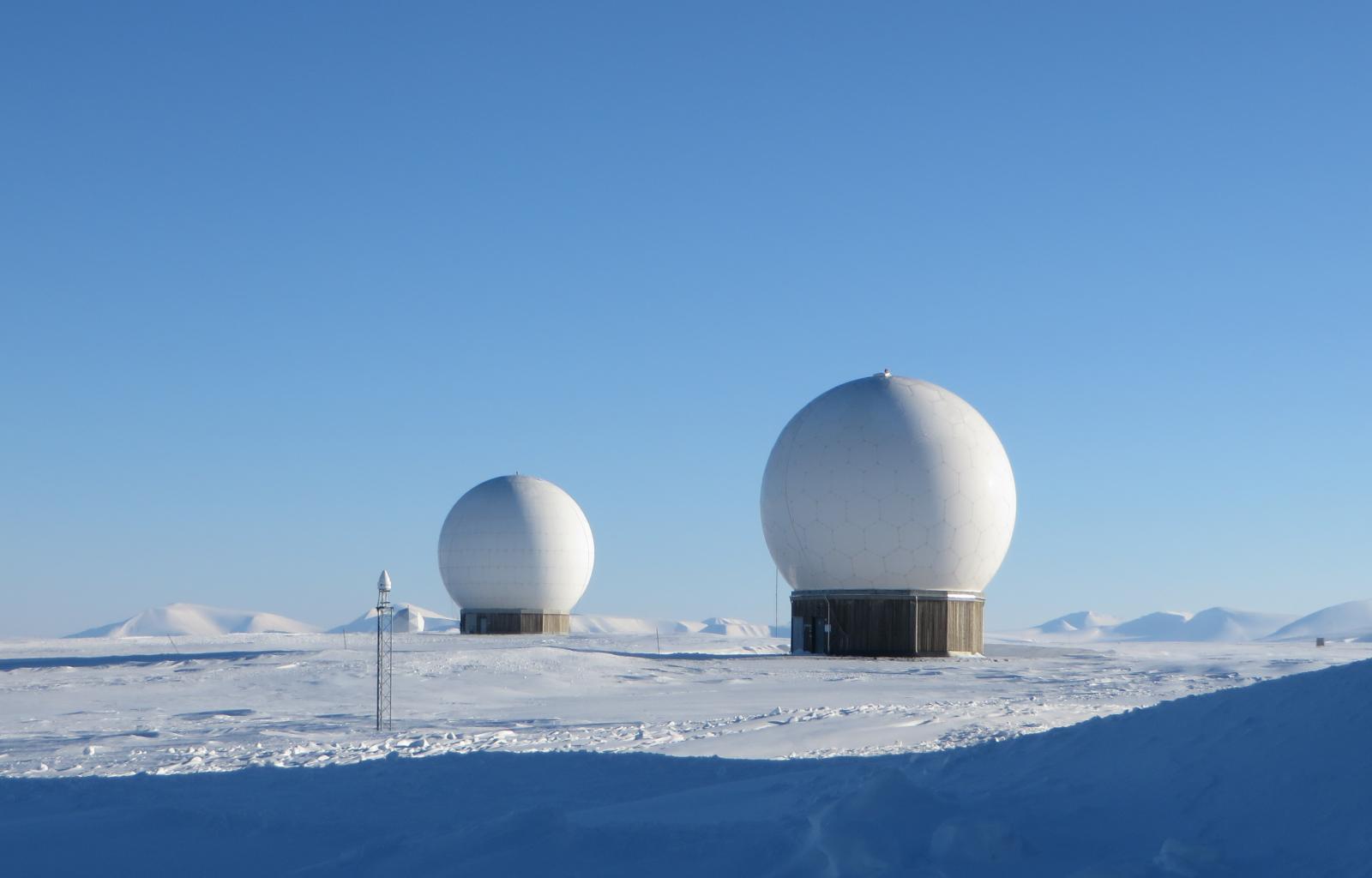 Two Arctic radar domes