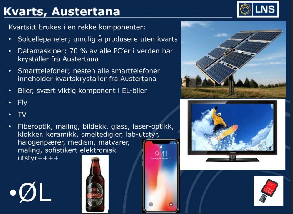 Kvarts er et mineral som er helt nødvendig for flere produkter, blant annet solceller og øl. (Kilde: LNS).