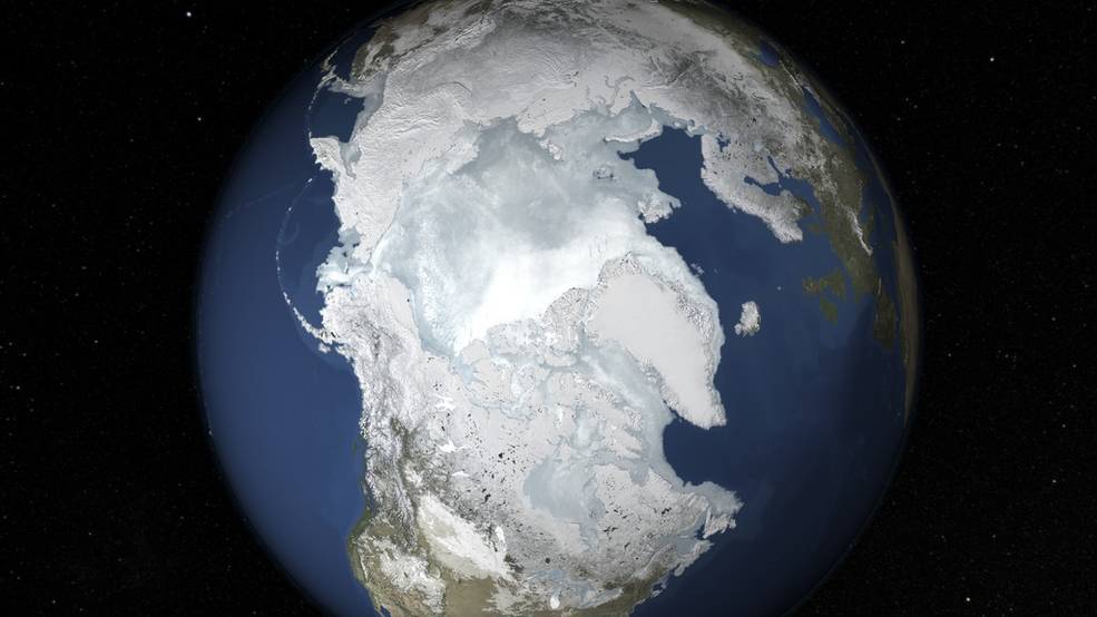 Maximum Arctic Sea Ice in 2016, highlighting the differences in climate between North Norway and Alaska Source: NASA.