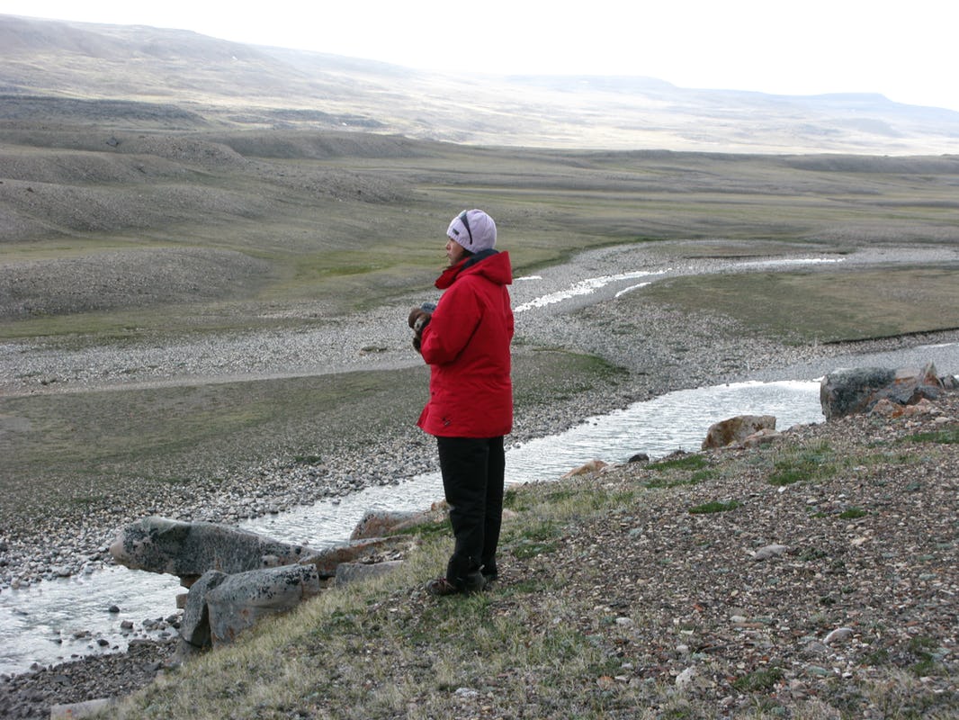 Nicole Williamson has a moment of contemplation in the Arctic wilderness. Nicole Williamson