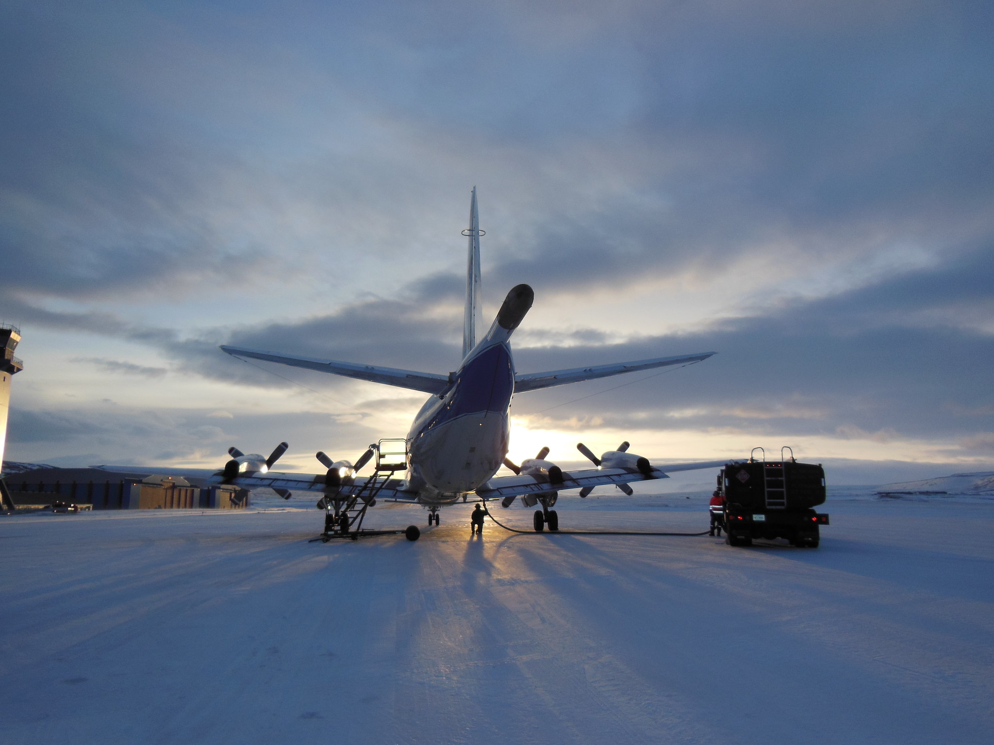 NASA's P-3B airborne laboratory on the ramp at Thule Air Base in Greenland NASA's P-3B airborne laboratory on the ramp at Thule Air Base in Greenland