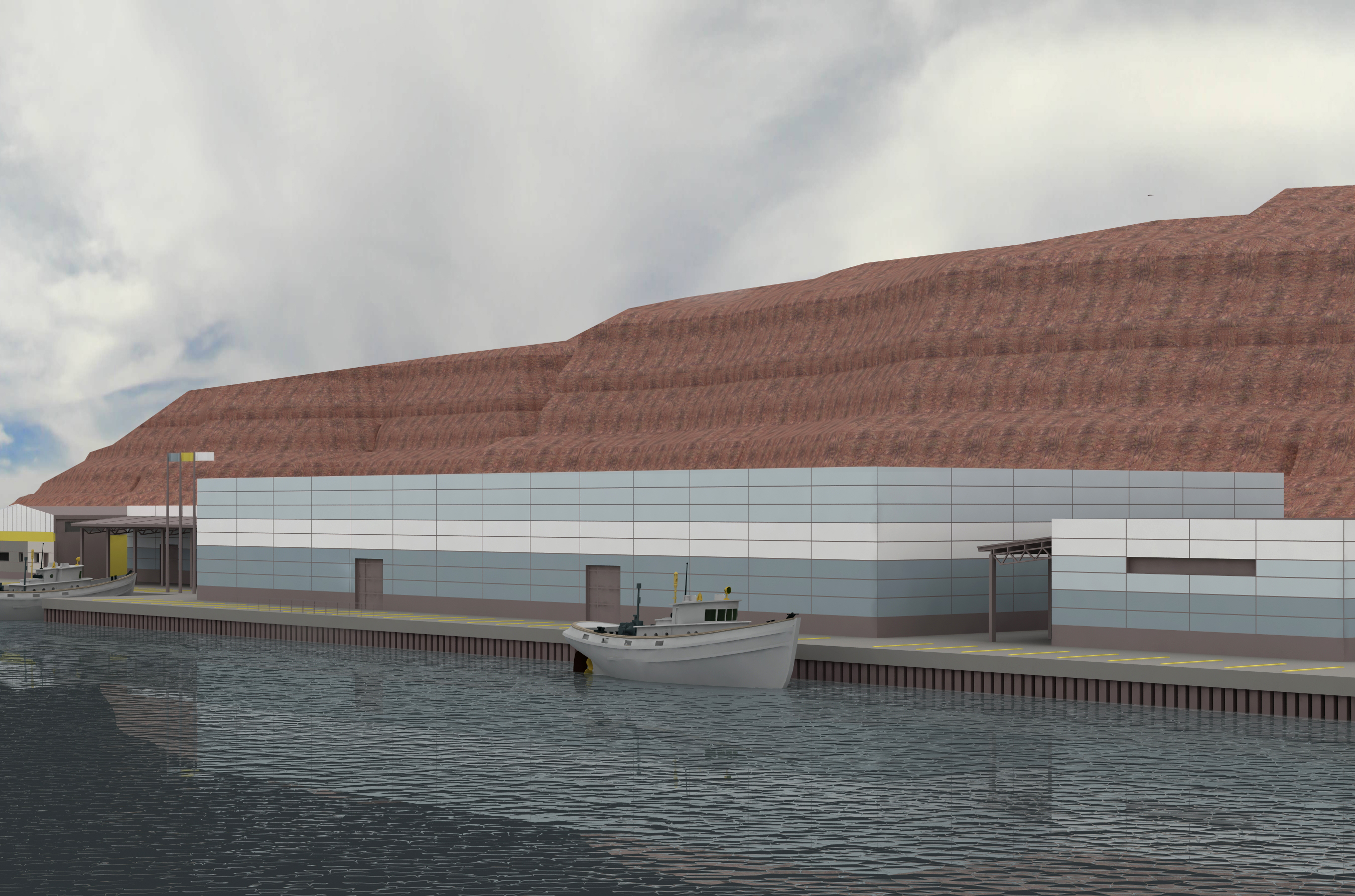 Slik ser modellen av fiskemottaket i Barentsburg ut. (Ill: LPO arktiekter) Slik ser modellen av fiskemottaket i Barentsburg ut. (Ill: LPO arktiekter)