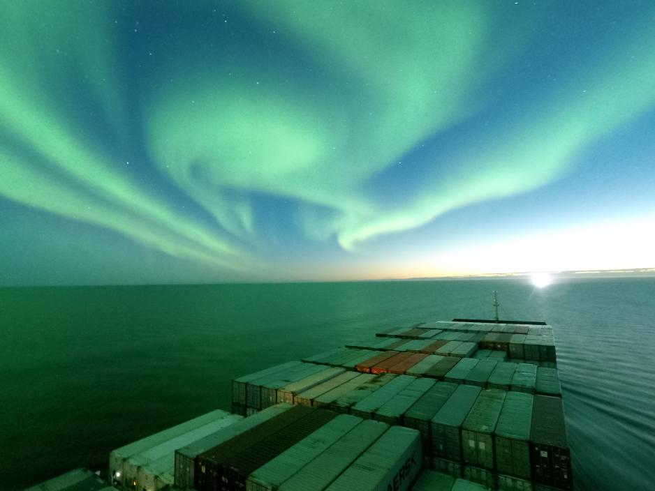 Venta Maersk sailing through Arctic waters