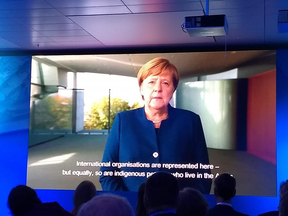 Angela Merkel, Federal Chancellor of Germany, addresses the Arctic Science Forum.