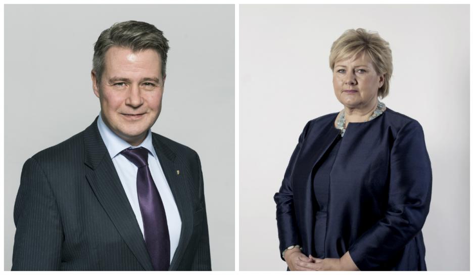 De har sittet sammen i regjering, statsminister Erna Solberg og tidligere justisminister Per-Willy Amundsen. Det er ikke uten videre lett å forstå. (Foto Solberg: Thomas Haugersveen/Statsministerens kontor, Amundsen: Justisdepartementet)