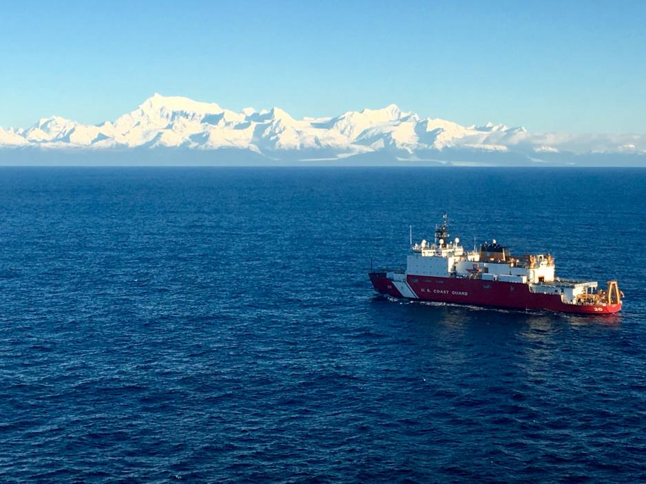 The Coast Guard Cutter Healy (WAGB-20), a polar-class icebreaker, transits Southeast Alaskan waters, November 24, 2018.