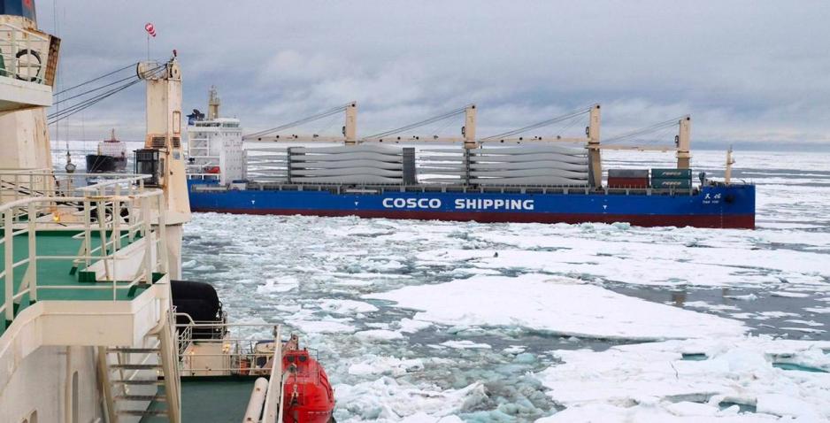 TiThe Tian You transporting windmill blades and other parts along the NSR in 2018. (Source: Courtesy of Rosatomflot) Tian You