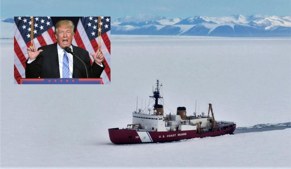 President Donald Trump and U.S. Coast Guard Cutter Polar Star breaking through ice. (Source: U.S. Coast Guard/ Chief Petty Officer Nick Ameen)