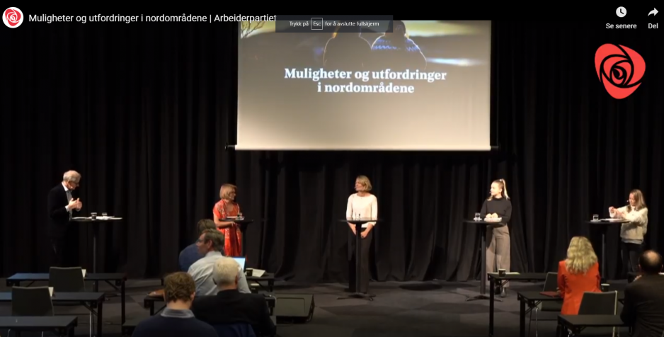 Tirsdag lanserer partileder i Ap, Jonas Gahr Støre forslag til partiets nordområdepolitikk direkte fra Tromsø. (Skjermdump fra lanseringen). Tirsdag lanserer partileder i Ap, Jonas Gahr Støre forslag til partiets nordområdepolitikk direkte fra Tromsø. (Skjermdump fra lanseringen).