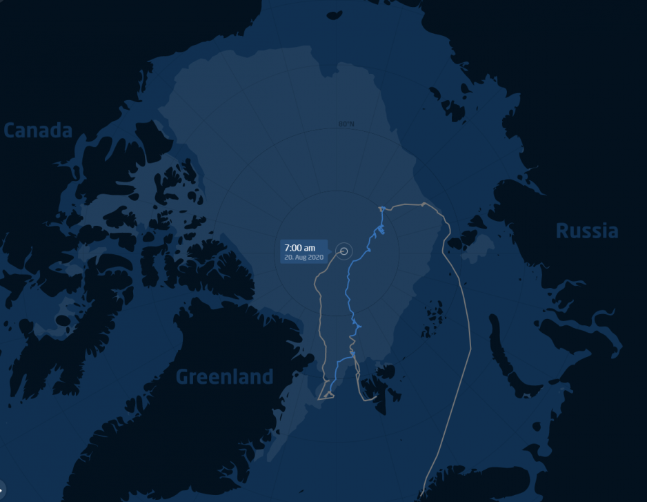 MOSAiC expedition has brought a modern research icebreaker to the north pole. Screenshot from the Mosaic web page.