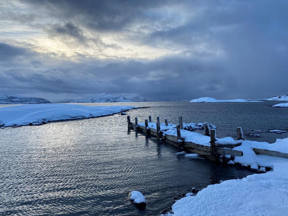 Bodøsjøen. Bodø. Kyst. Snø. Brygge. Vinter. Bodøsjøen. Bodø. Kyst. Snø. Brygge. Vinter.