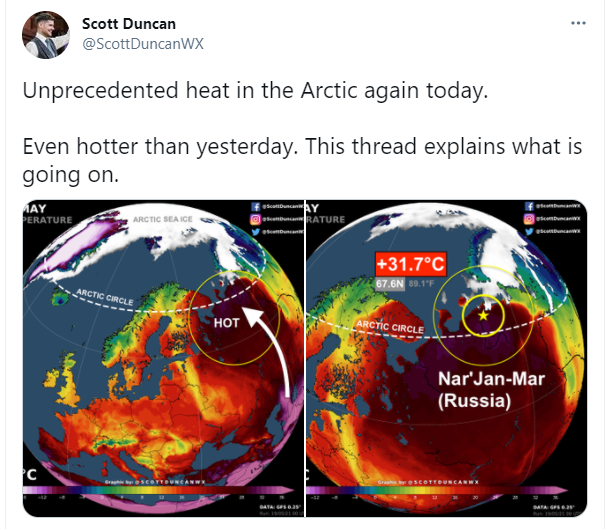 Scott Duncan, Twitter. Arctic Heatwawe.