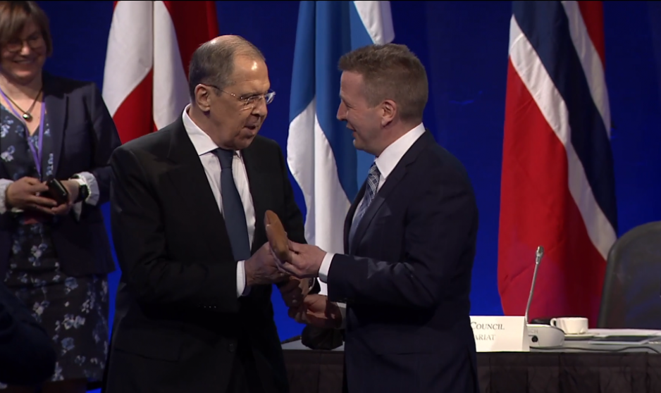 Sergey Lavrov og Gudlaugur Thór Thórdarson, AC ministermøte 2021