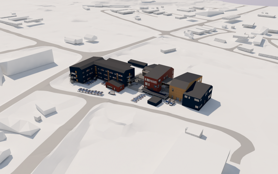 Svalbard Folkehøgskole, modell. Svalbard Folkehøgskole, modell.
