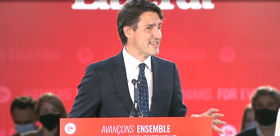 Canadian PM Justin Trudeau wins the snap election by another minority. Screenshot from the polling office. Canadian PM Justin Trudeau wins the snap election by another minority. Screenshot from the polling office.