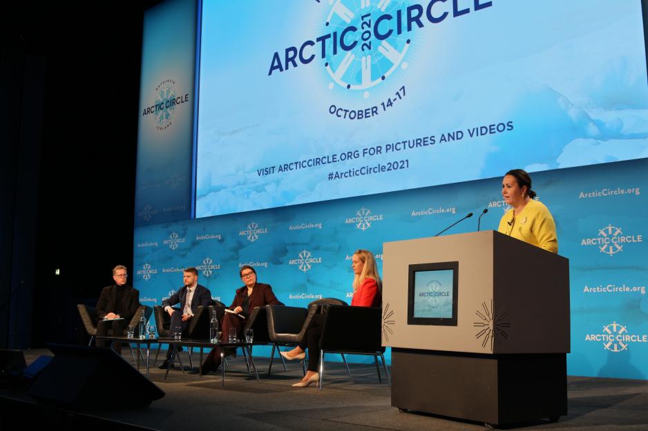 Marc Lanteigne, Egill Tor Nielsson, Sara Olsvig og Aaja Chemnitz Larsen, Arctic Circle 2021.