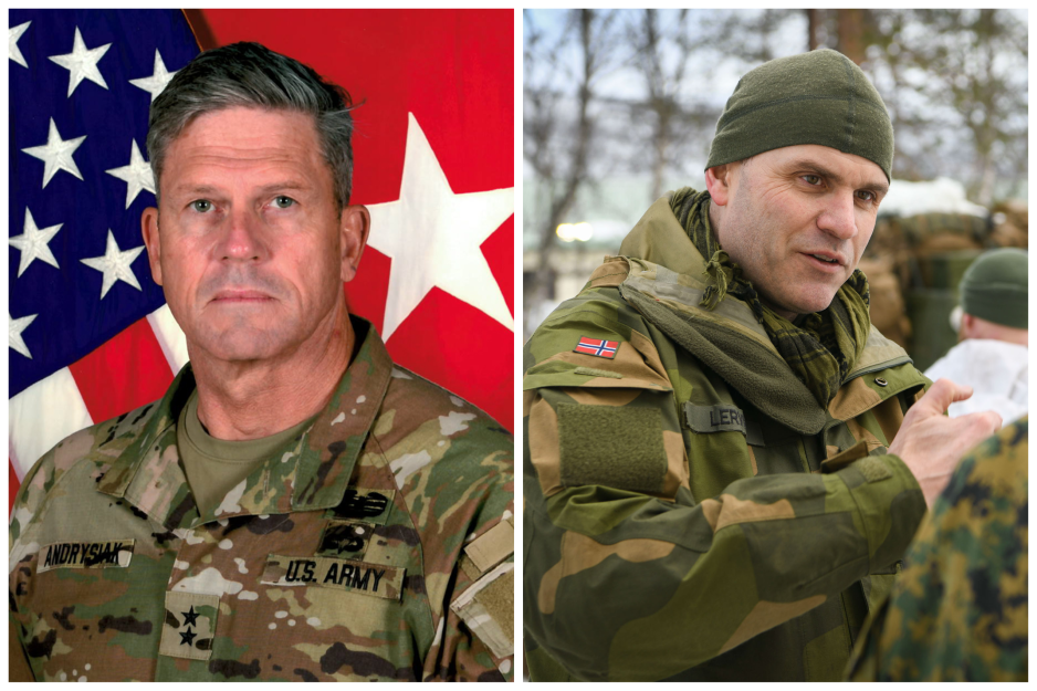 Deputy Commanding General of US Army Europe and Africa Major General Peter B. Andrysiak (left) and Major General Lars Lervik, Chief of the Norwegian Army (right) Deputy Commanding General of US Army Europe and Africa Major General Peter B. Andrysiak (left) and Major General Lars Lervik, Chief of the Norwegian Army (right)