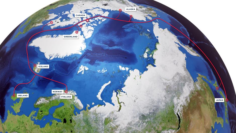 Arktisk fiberkabel Den 14.000 kilometer lange kabelen skal redusere den optiske avstanden mellom Asia og Europa og minimere forsinkelsen på datatrafikken
