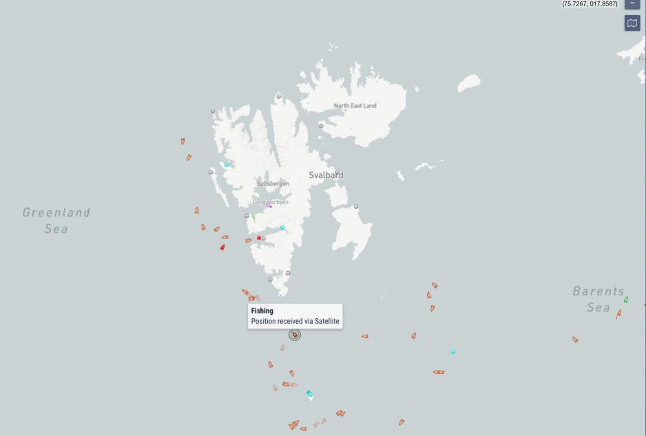 Skjermbilde fra Marine Traffic