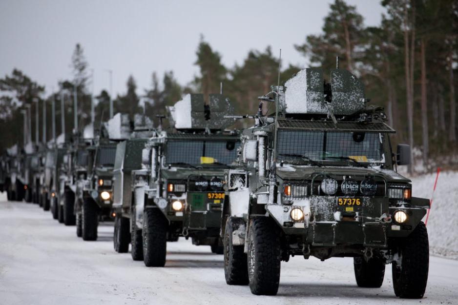 Terrengbiler under forsterkning av Gotland.