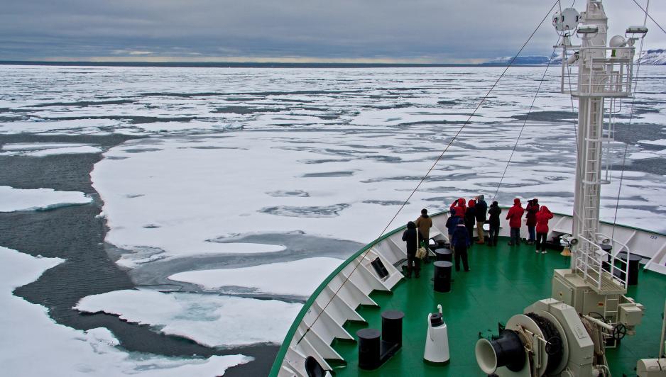 As the Northwest Passage remains clear of ice for longer throughout the year, Inuvialuit communities anticipate more cruise ship traffic and are preparing to the protect the environment and take advantage of potential economic opportunities. (Photo: Roderick Eime/One Ocean) North West Passage Voyage.