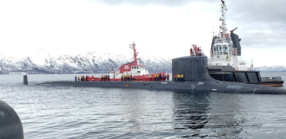 Fire amerikanske ubåter har anløpt Grøtsund havn så langt i år. Her er USS New Mexico på besøk ved havna i mai. (Foto: US Navy)