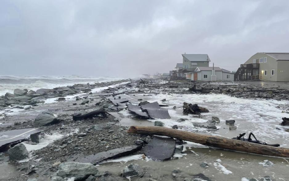 Flooding and destroyed roadway along coastline in Nome, Alaska. (Source: With permission by Jeremy Perkins) Nome