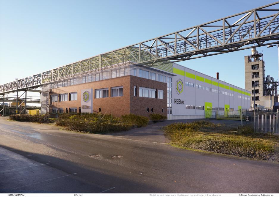 Illustrasjon av planlagt REEtec-fabrikk Illustrasjon av planlagt REEtec-fabrikk