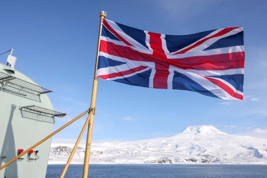 Aircraft carrier HMS Prince of Wales visiting the remote Norwegian Island of Jan Mayen in April 2022. (Source: Royal Navy) Prince of Wales