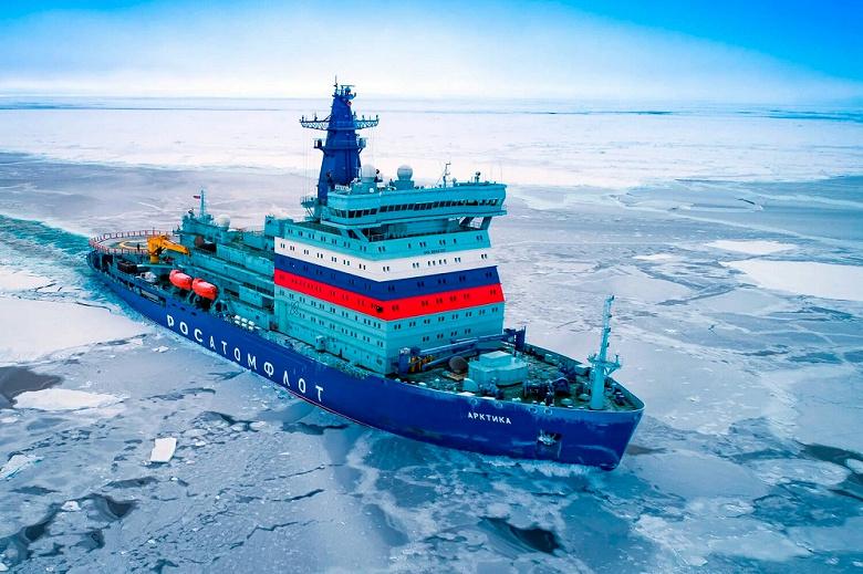 Nuclear icebreaker Arktika passing through ice. (Source: Rosatom) Arktika