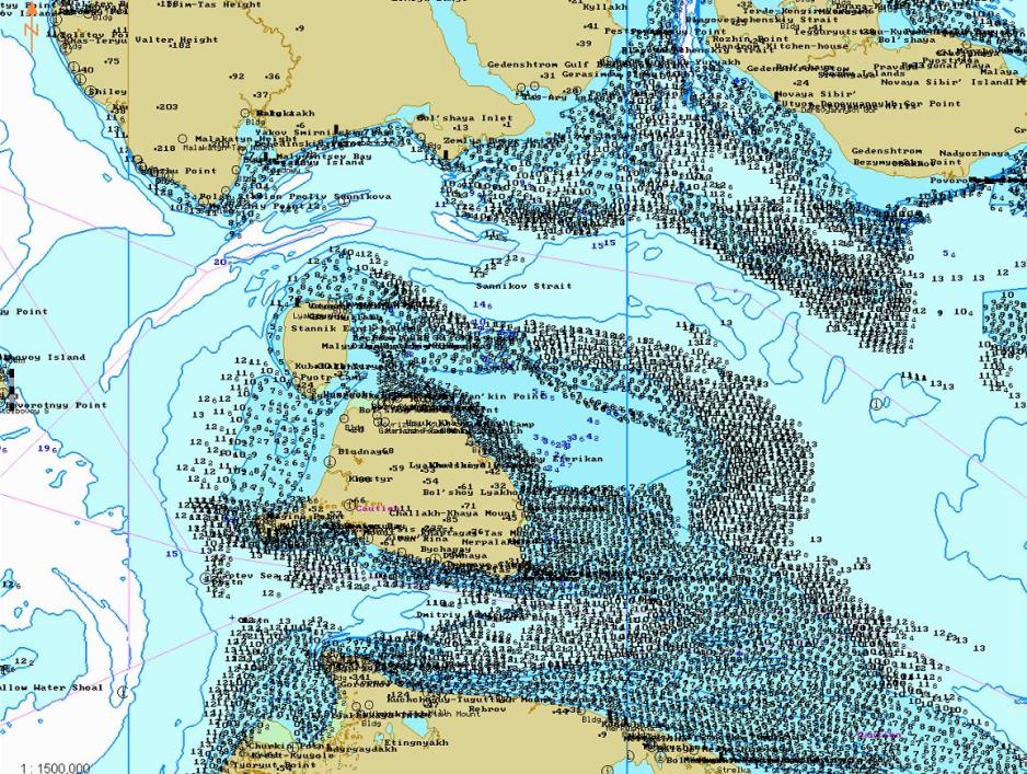 The shallow Sannikov and Dmitry Laptev Strait. (Source: HNN source) The shallow Sannikov and Dmitry Laptev Strait
