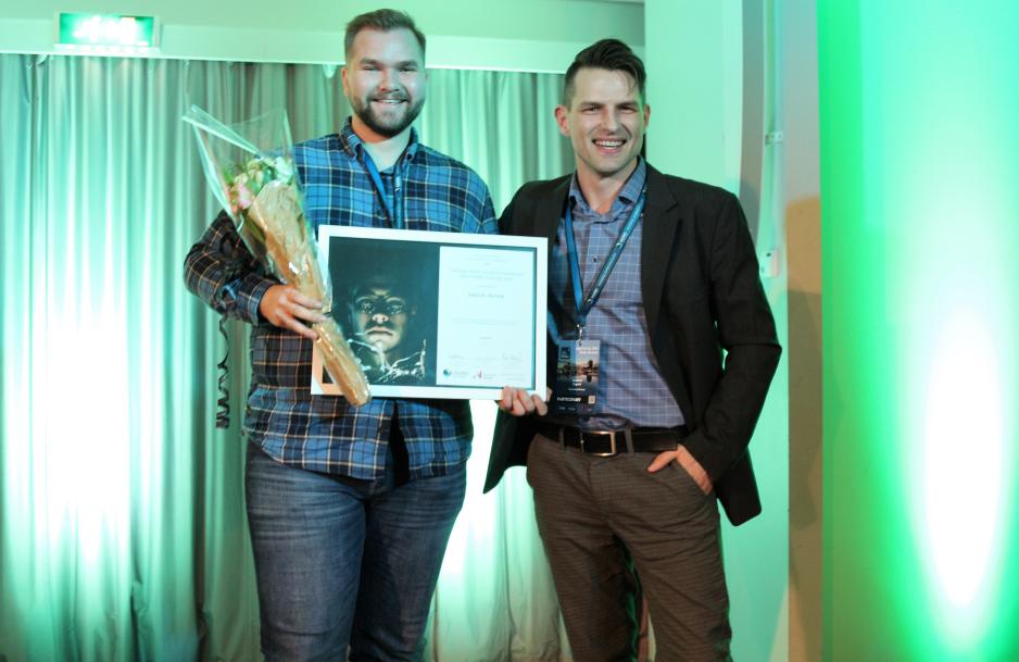 Jakob Brattli Sørensen, Eagle AI og Marius Fagerli, Innovasjon Norge Nordland, High North Young Entrepreneur 2023.