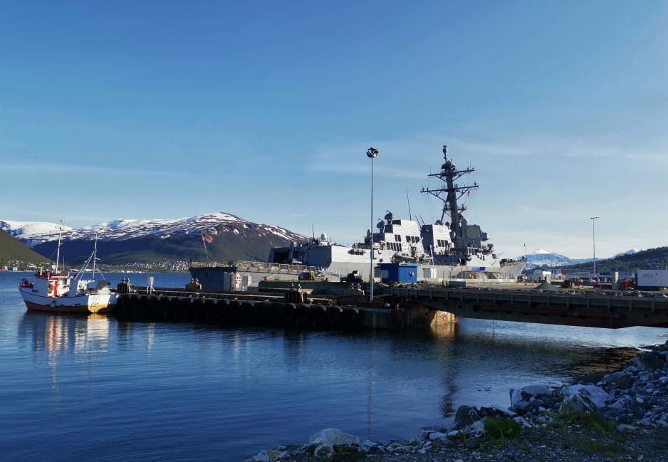 Bildegalleri: Destroyeren (ubåtjageren) USS Thomas Hudner av Arleigh Burke-klassen til kai i Tromsø lørdag ettermiddag. (Foto: Astri Edvardsen) >