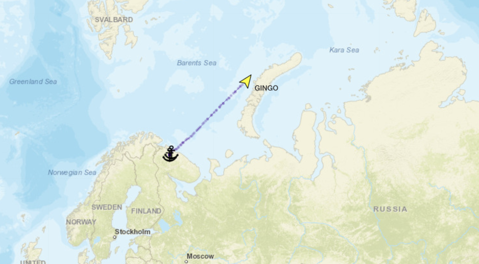 Route of Gingo through August 20. (Source: MarineTraffic) Gingo.