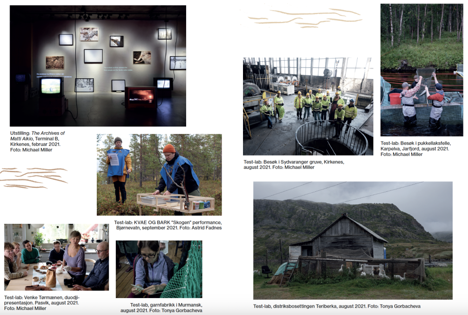 Et knippe bilder fra arbeidsprosessene som startet høsten 2020, og ledet fram til utstillinga Det gode liv // The Sweetness of Living denne sommeren. (Skjermdump fra Pikene på Broens brosjyre)