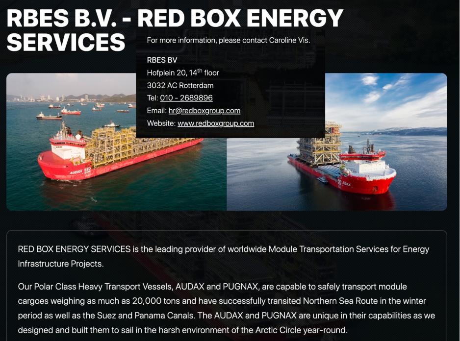 Information on Audax and Pugnax and Red Box’s company address. (Source: Red Box Energy Services’ website) redbox address.