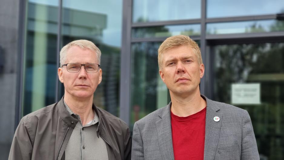Fylkestingsrepresentant for SV, Vegard Lind-Jæger (t.v) og gruppeleder for SV, Christian Torset. (Foto: Privat) Vegard Lind-Jæger og Christian Torset