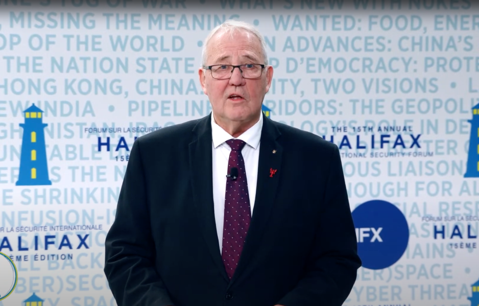 På Halifax internasjonale sikkerhetsforum i Nova Scotia denne helgen skisserte Canadas forsvarsminister Bill Blair landets store satsinger på forsvar og ga frampek på nye investeringer. (Skjermdump fra forumet)