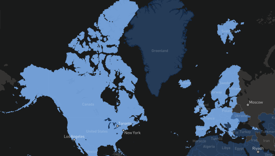 Map of StarLink’s Arctic coverage area. (Source: Starlink) Starlink Coverage Map