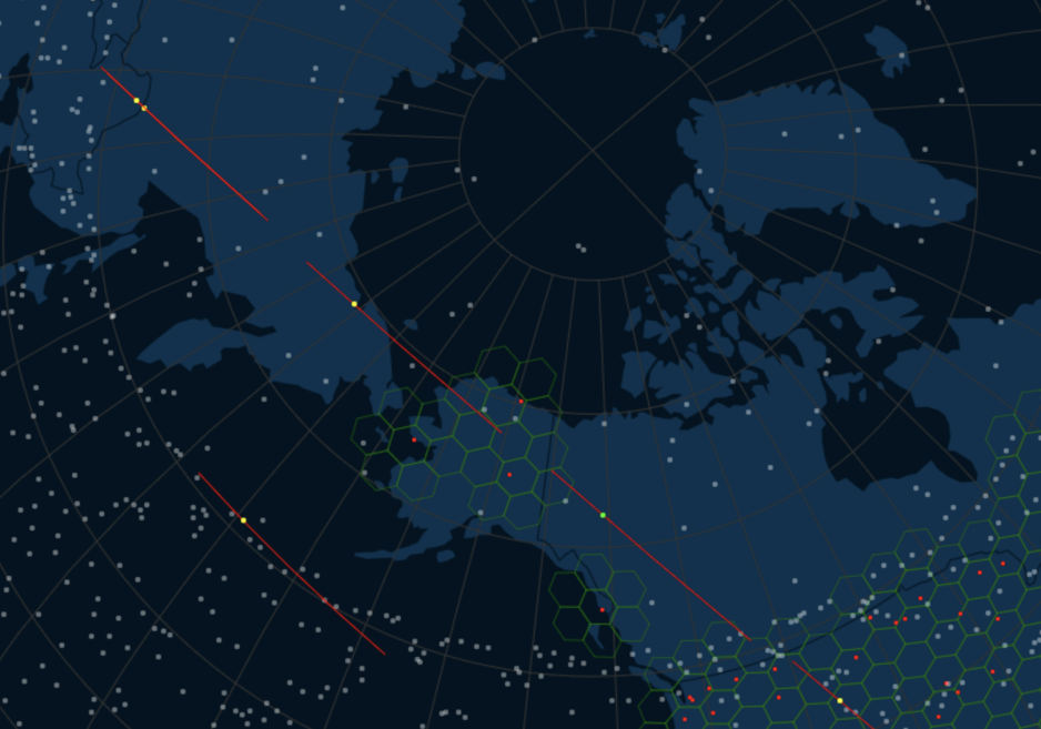 Overview map showing StarLink coverage in Alaska and satellites in orbit. (Source: Satellite Map) Starlink Map Alaska