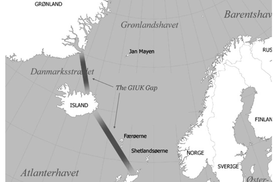 Med langtrekkende droner og luftvarslingsradar ønsker Danmark å styrke overvåkningen i GIUK-gapet – to strategisk viktige strekk i havområdene mellom Grønland, Island og Storbritannia. (Kart: Grønlandskortet, Københavns universitet)