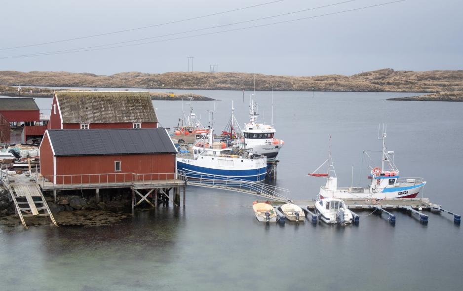 Fiskebåtene ligger til kai på Helligvær Fiskebåtene ligger til kai på Helligvær
