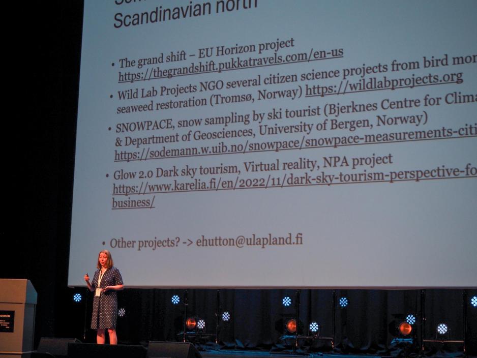 Elina Hutton from the University of Lapland during the Arctic Congress in Bodø. She presented her work on science tourism in the Arctic. (Photo: Birgitte Martinussen)