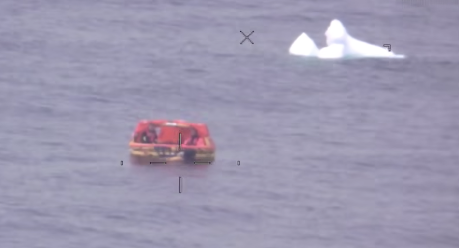 Survival raft with iceberg in the background. (Source: Joint Arctic Command) Survival raft with iceberg in the background. (Source: Joint Arctic Command)