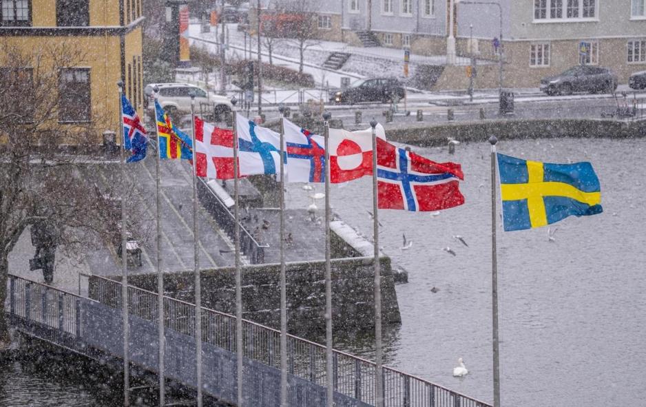 De nordiske flaggene vaier friskt i Reykjavík under Nordisk råds sesjon 2024. (Foto: Eythor Arnason/norden.org) De nordiske flaggene vaier friskt i Reykjavík under Nordisk råds sesjon 2024. (Foto: Eythor Arnason/norden.org)