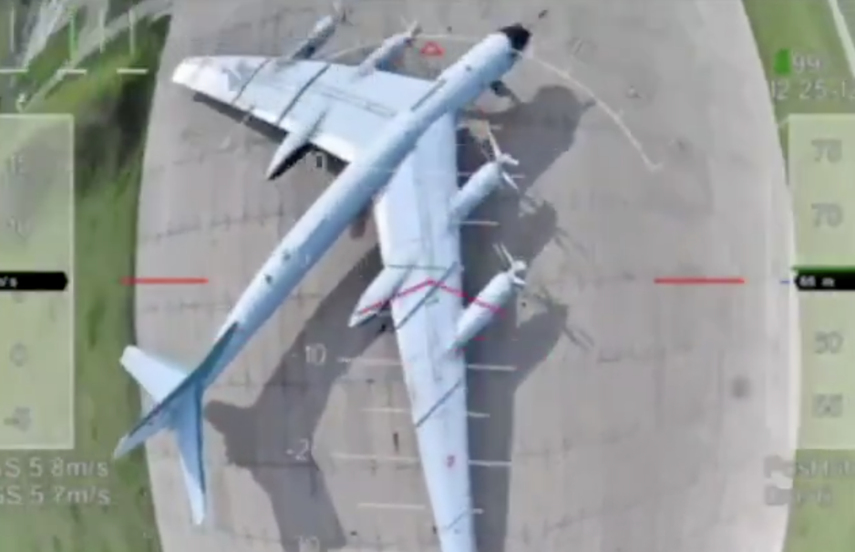 TU-95MS long-range bomber shortly before being destroyed by a drone at Olenya Air Base. (Source: Ukrainian Government) TU-95MS long-range bomber