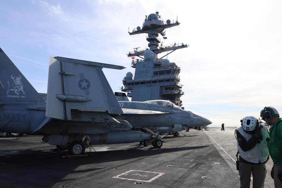 Fra flydekket på USS Gerald R. Ford