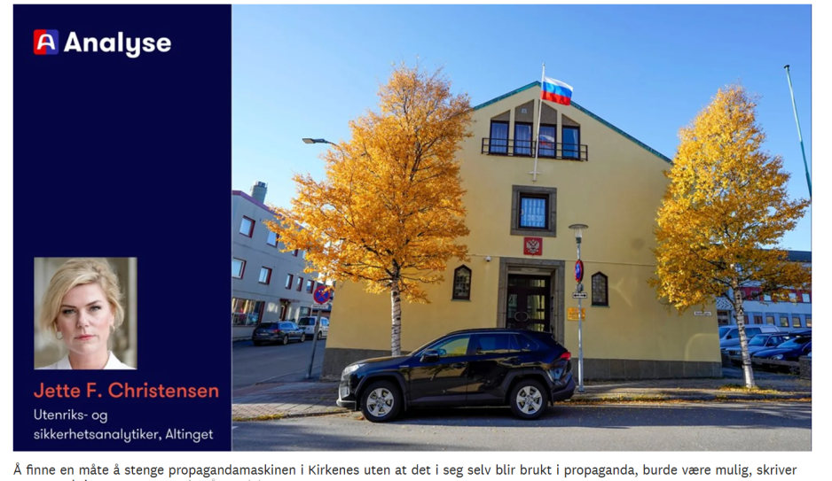 Altinget og deres utenriks- og sikkerhetsanalytiker har vært på tur i Kirkenes. (Faksimile fra Altingets oppslag). Faksimile fra Alltinget