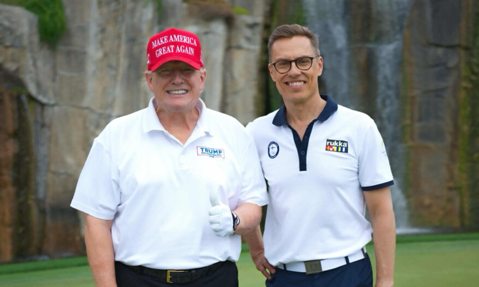 Alexander Stubb and Donald Trump during a round of golf in Florida. (Source: @realDonaldTrump/TruthSocial) Alexander Stubb and Donald Trump during a round of golf in Florida. (Source: @realDonaldTrump/TruthSocial)