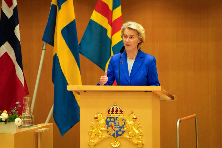 Ursula von der Leyen during a speech at the 77th Nordic Council Summit in Stockholm on October 27, 2025. (Source: X/Ursula von der Leyen) von der Leyen